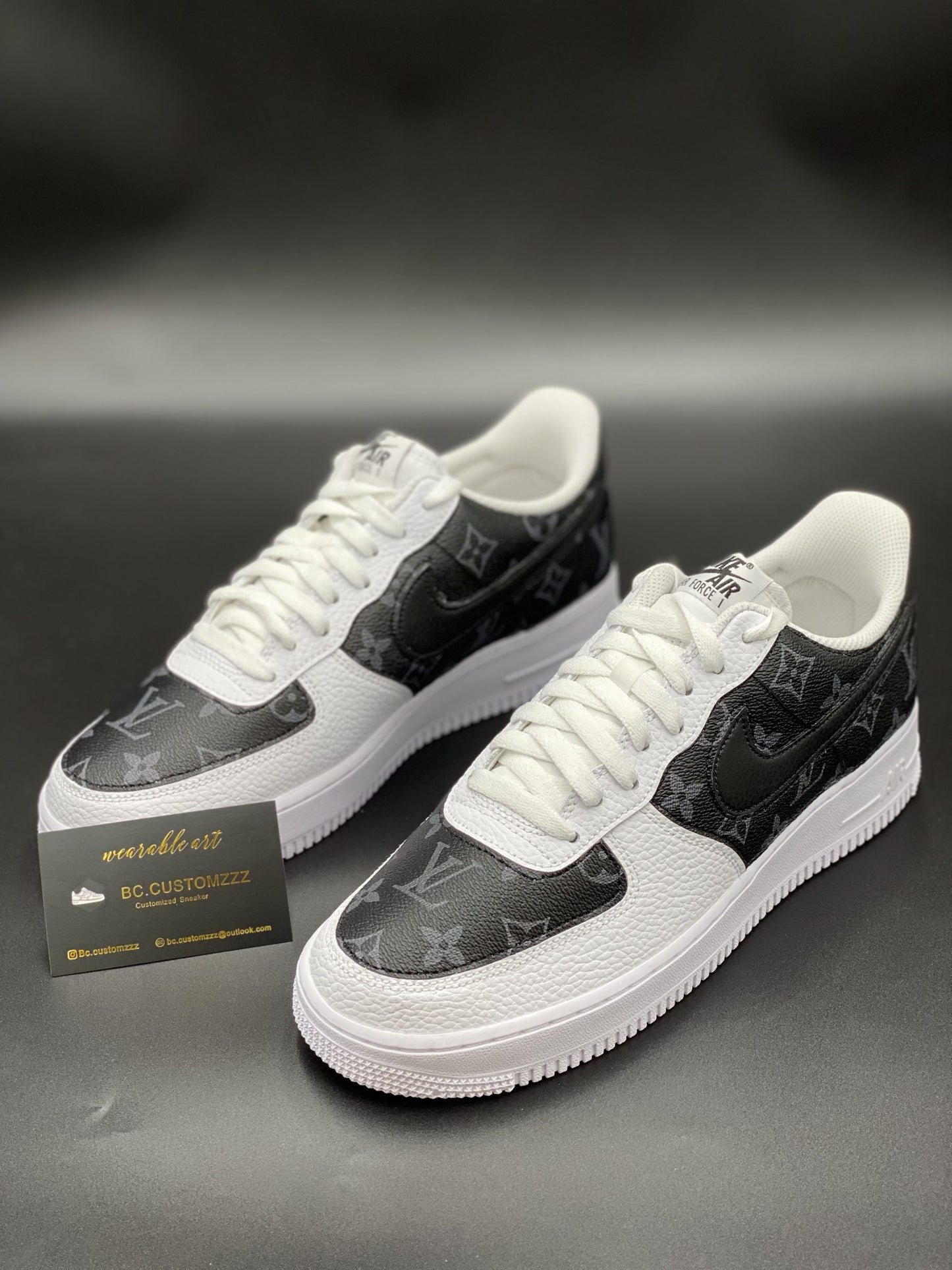 Nike air force 1 black swoosh x Limited grey on black LV