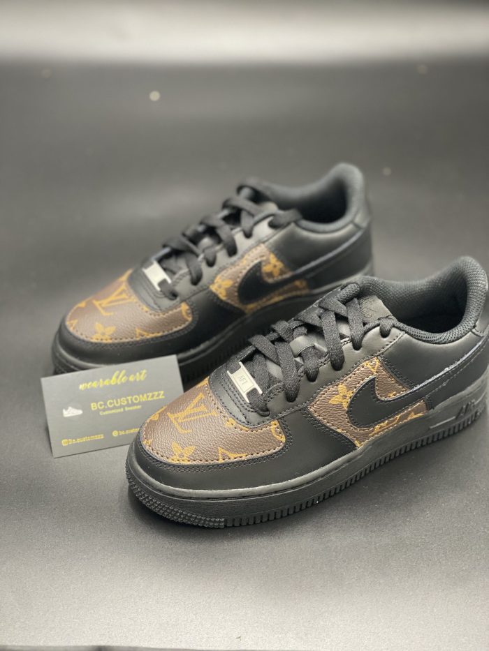 Black Nike Air Force 1 x strd brown LV