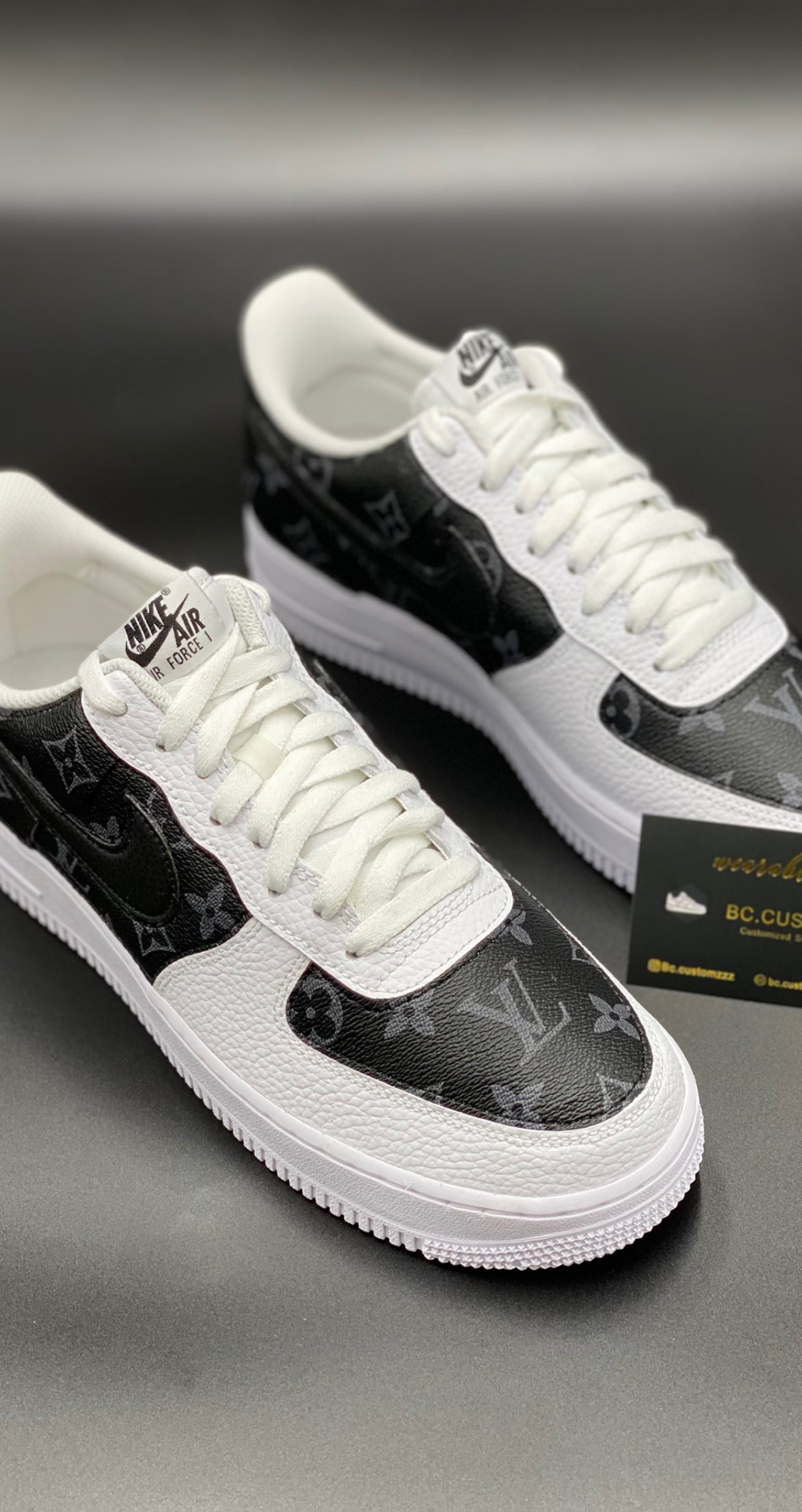 Nike air force 1 black swoosh x Limited grey on black LV