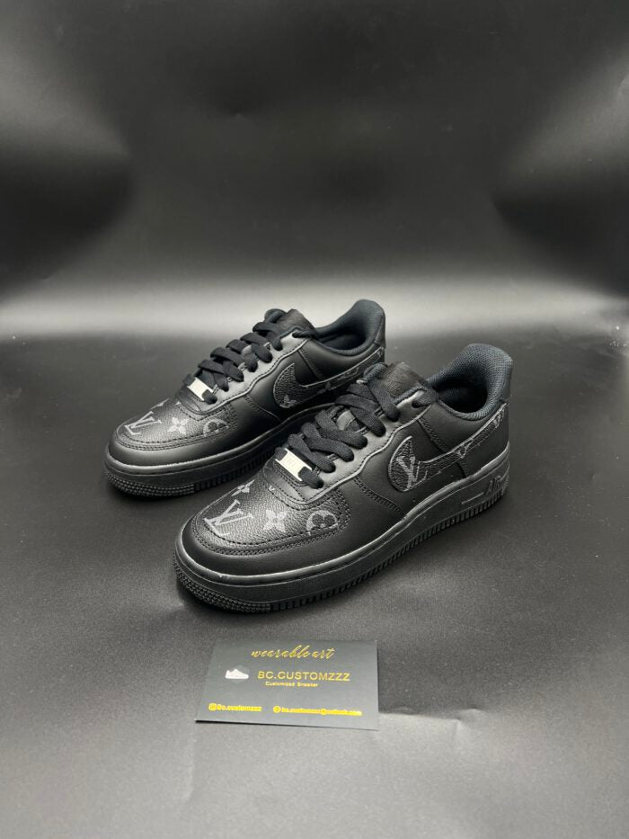 Black Air Force 1 x swoosh grey/black LV