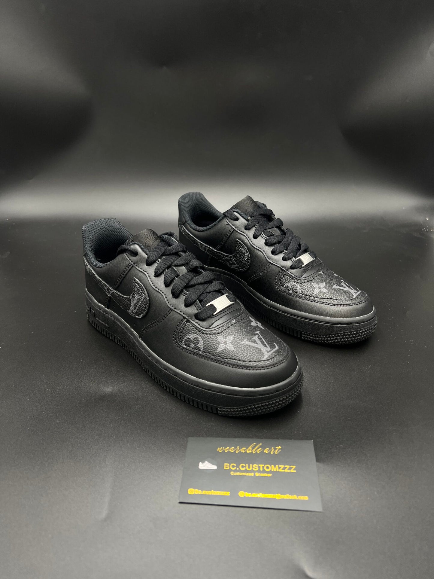 Black Air Force 1 x swoosh grey/black LV