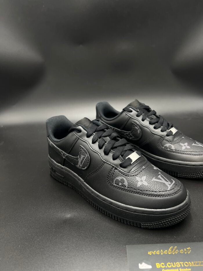 Black Air Force 1 x swoosh grey/black LV