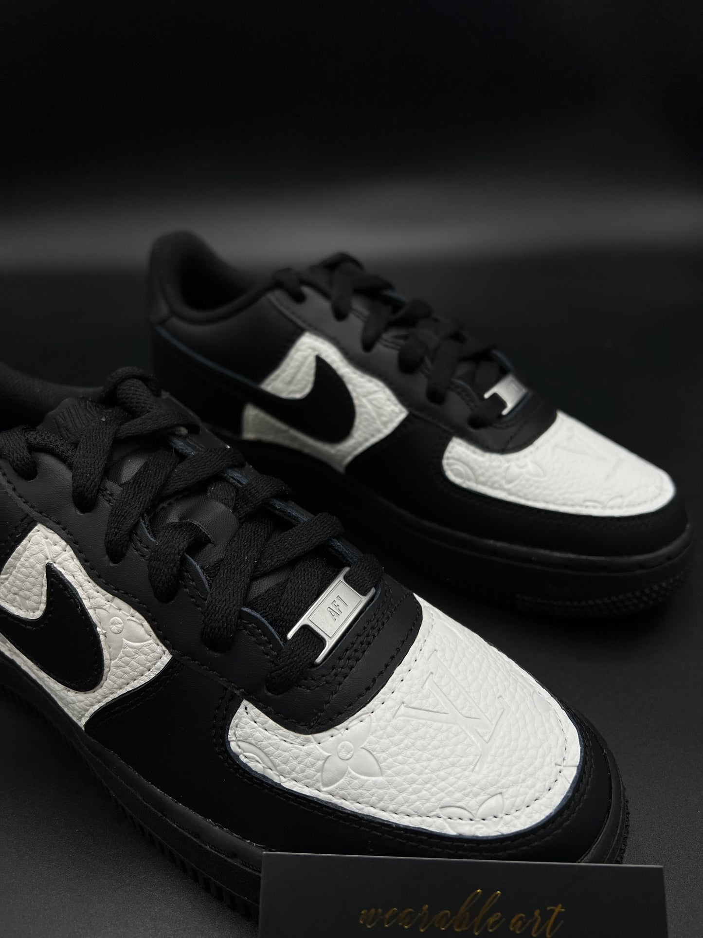 Black Nike air force 1 x white LV