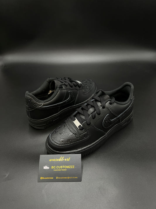 Black Nike Air Force 1 x swoosh LV