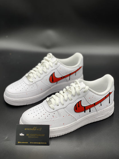 Nike air force 1 x red swoosh x black “DRIP”