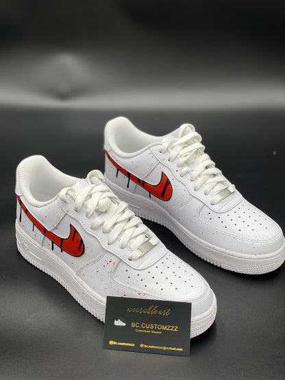 Nike air force 1 x red swoosh x black “DRIP”