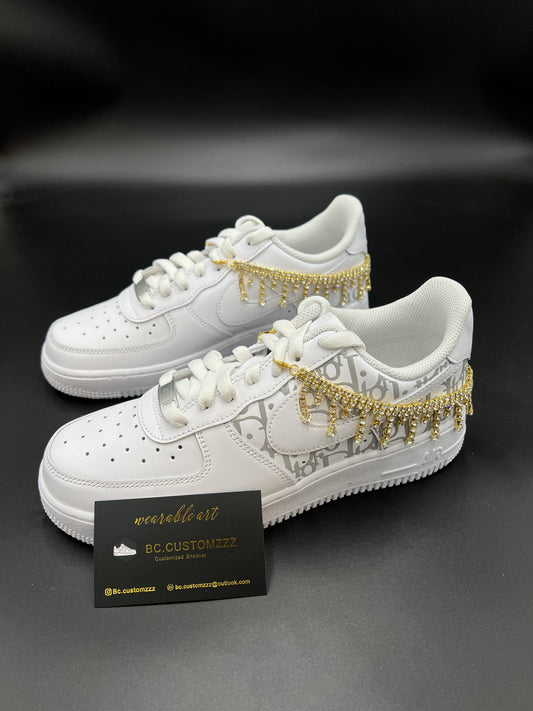 Nike Air Force 1 x reflective Dio* x Gold Chain