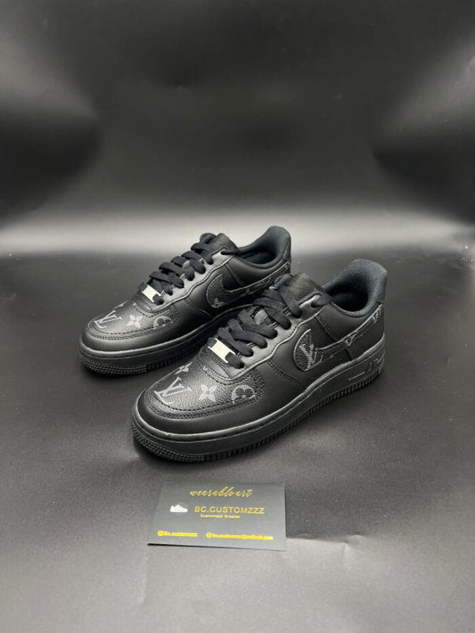 Black Air Force 1 x swoosh grey/black LV